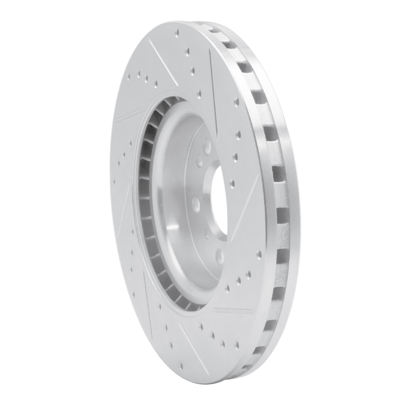 Mercedes-Benz ML350 Brake Rotor (1) - Front Left - R1 Concepts - Drilled & Slotted - Silver - `12-`18